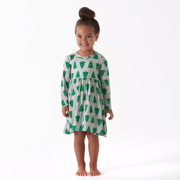 Toddler Girls Spruce Buttery Soft Viscose Made from Eucalyptus Holiday Twirl Dress